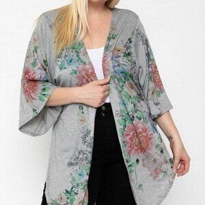Floral Print, Long Body Cardigan